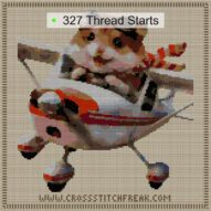 flieger-hamster cross stitch start point map with highlighted thread start positions in the full design