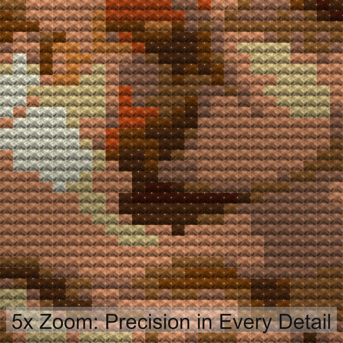 zylinder-hamster zoomed stitching detail zylinder-hamster close-up cross stitch detail showing color changes, confetti areas and stitch texture