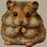 hamster-cute full cross stitch design mockup without frame, realistic embroidery preview