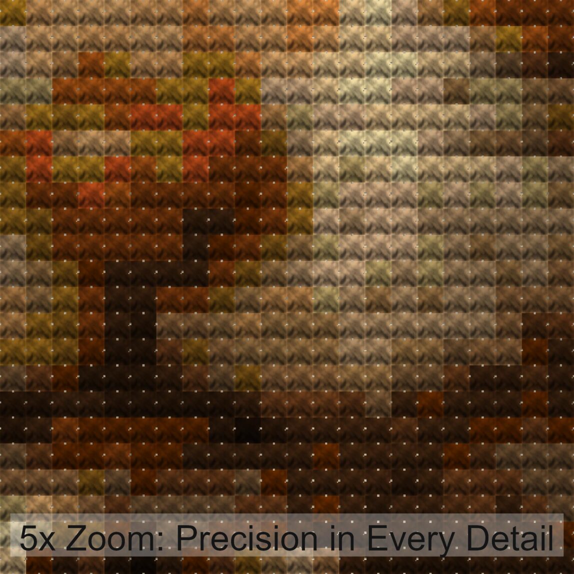 hamster-cute close-up cross stitch detail showing color changes, confetti areas and stitch texture