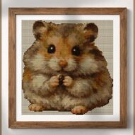 hamster-cute alternative framed cross stitch mockup, realistic finished embroidery presentation