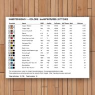 hamster-beach thread color chart with DMC, Anchor, Sullivans, J&P Coats and Maxi color references