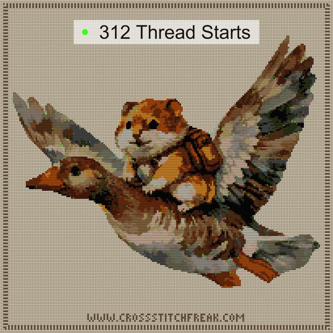 hamster-goose thread start point map hamster-goose cross stitch start point map with highlighted thread start positions in the full design