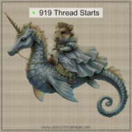 hamster-seahorse cross stitch start point map with highlighted thread start positions in the full design