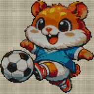 hamster-football full cross stitch design mockup without frame, realistic embroidery preview
