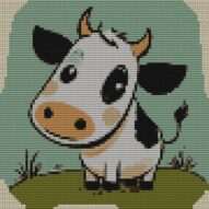 cow-baby full cross stitch design mockup without frame, realistic embroidery preview