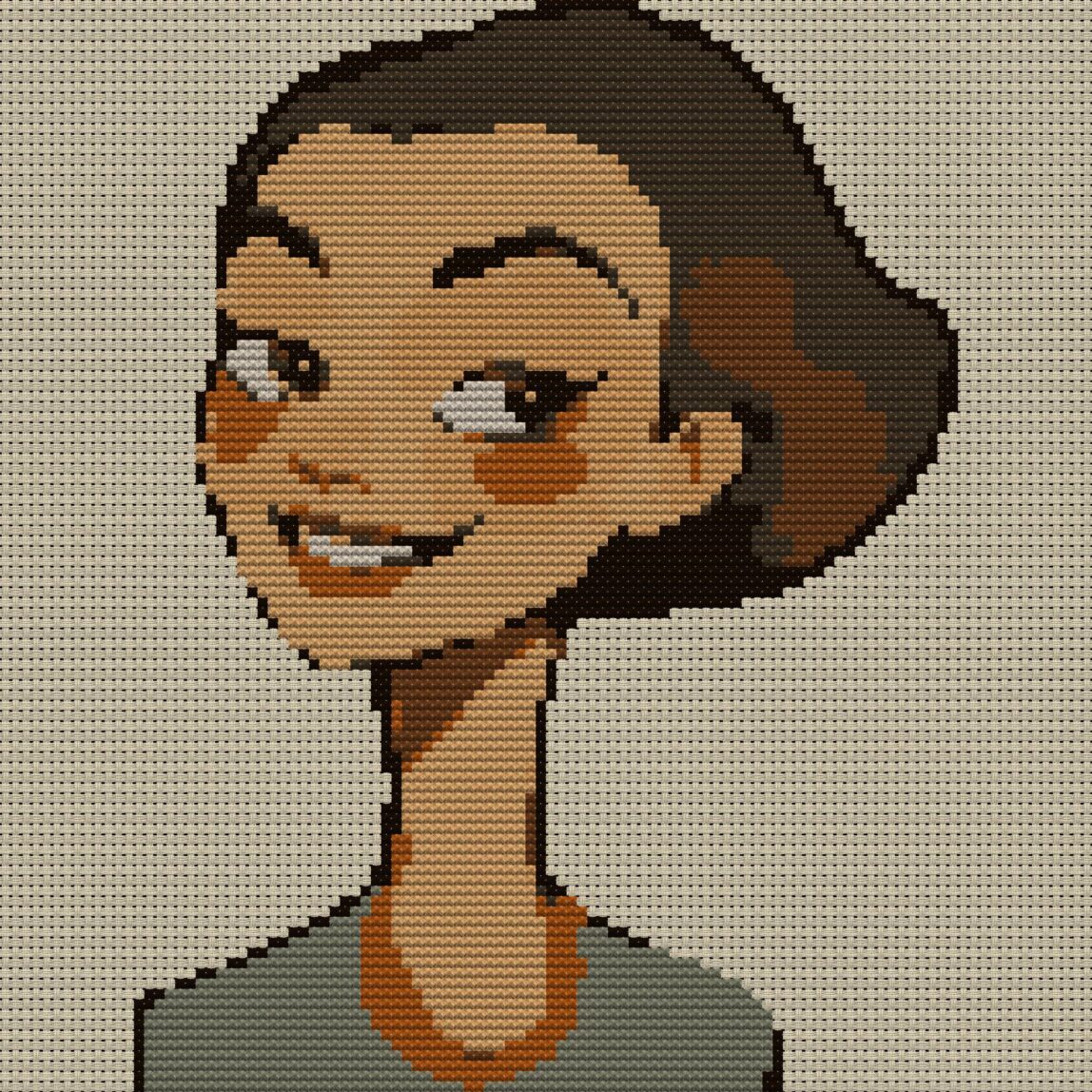 elegant-woman full cross stitch design mockup without frame, realistic embroidery preview