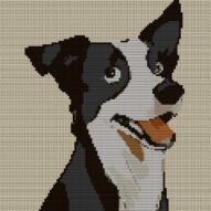 border-collie full cross stitch design mockup without frame, realistic embroidery preview