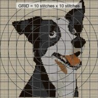 border-collie close-up cross stitch detail showing color changes, confetti areas and stitch texture