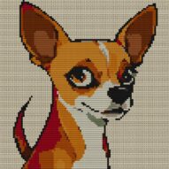 chihuahua full cross stitch design mockup without frame, realistic embroidery preview