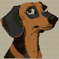 dachshund full cross stitch design mockup without frame, realistic embroidery preview