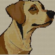 golden-redriver full cross stitch design mockup without frame, realistic embroidery preview