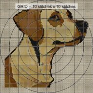 golden-redriver close-up cross stitch detail showing color changes, confetti areas and stitch texture