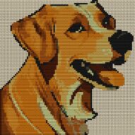 labrador-redriver full cross stitch design mockup without frame, realistic embroidery preview