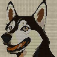 siberian-husky full cross stitch design mockup without frame, realistic embroidery preview