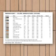 siberian-husky thread color chart with DMC, Anchor, Sullivans, J&P Coats and Maxi color references