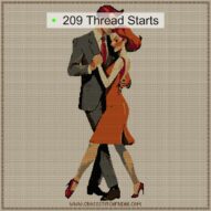 tango-dance-couple-1 cross stitch start point map with highlighted thread start positions in the full design
