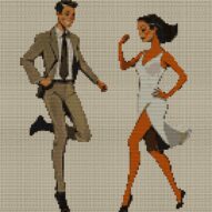 tango-dance-couple-2 full cross stitch design mockup without frame, realistic embroidery preview