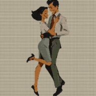 tango-dance-couple-3 full cross stitch design mockup without frame, realistic embroidery preview