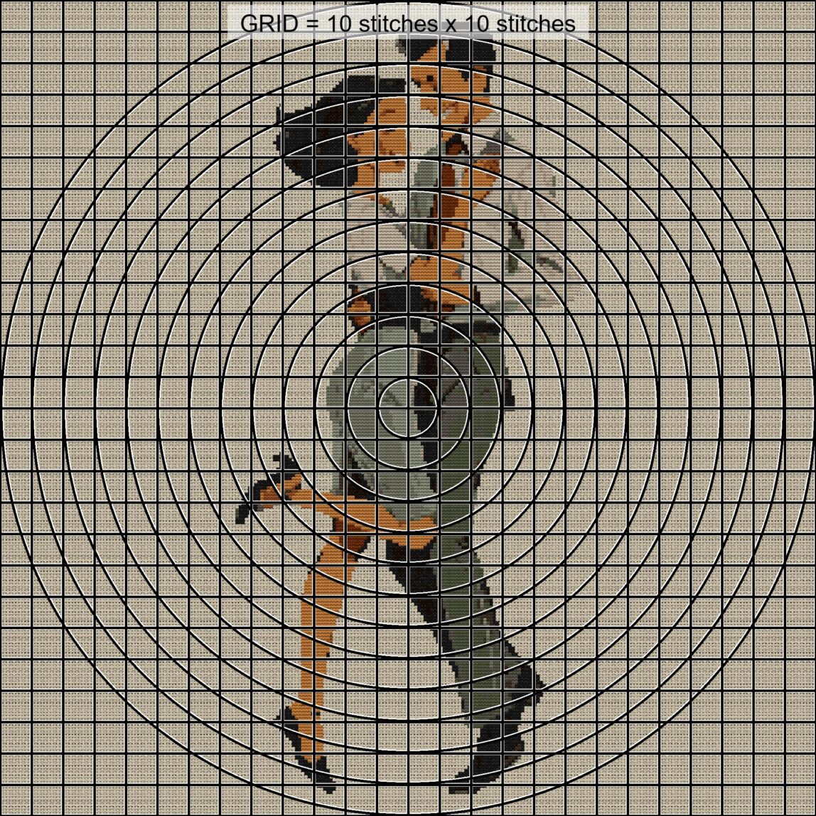 tango-dance-couple-3 close-up cross stitch detail showing color changes, confetti areas and stitch texture