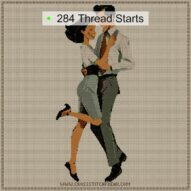 tango-dance-couple-3 cross stitch start point map with highlighted thread start positions in the full design