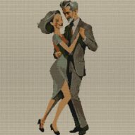 tango-dance-couple-4 full cross stitch design mockup without frame, realistic embroidery preview