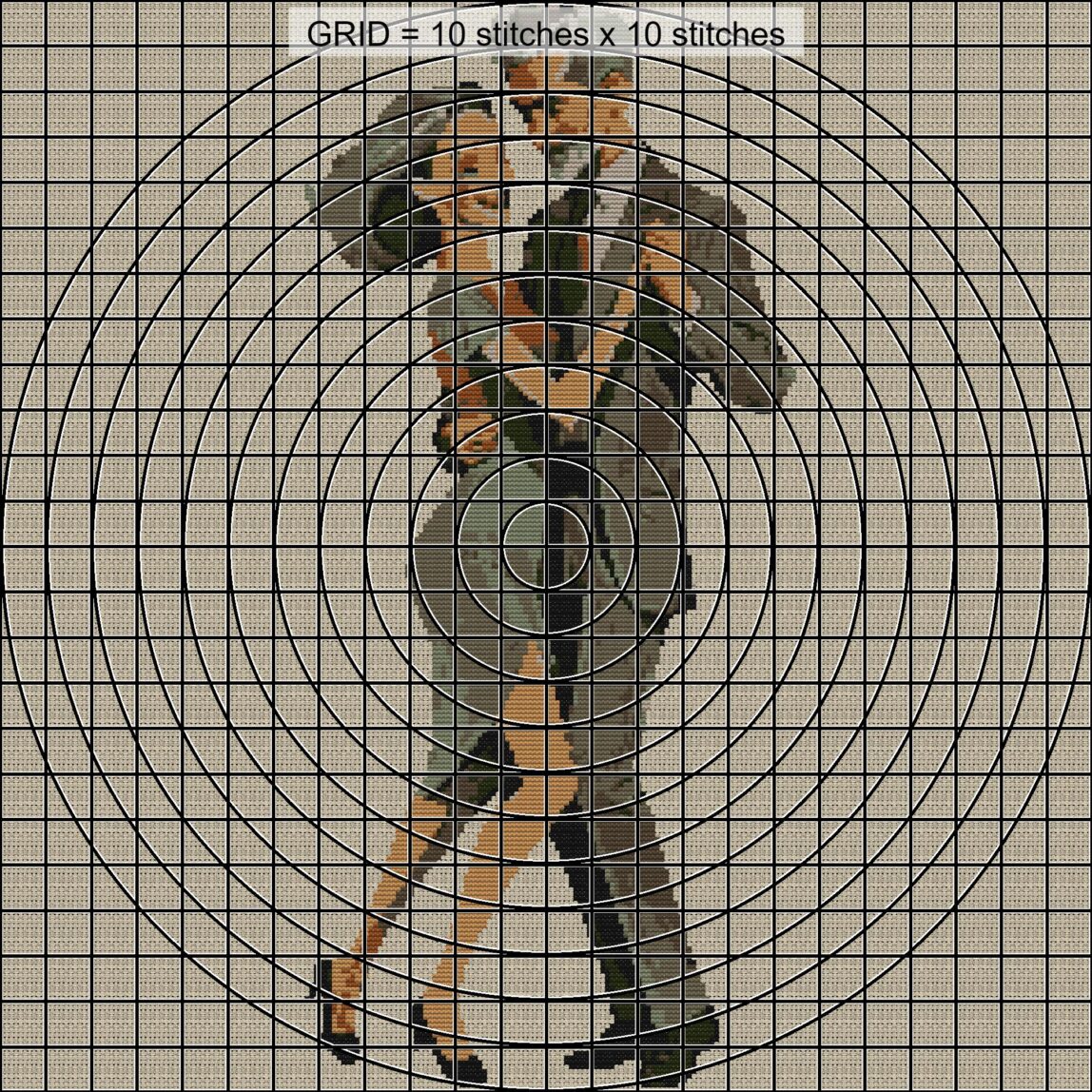 tango-dance-couple-4 close-up cross stitch detail showing color changes, confetti areas and stitch texture