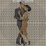 tango-dance-couple-5 close-up cross stitch detail showing color changes, confetti areas and stitch texture