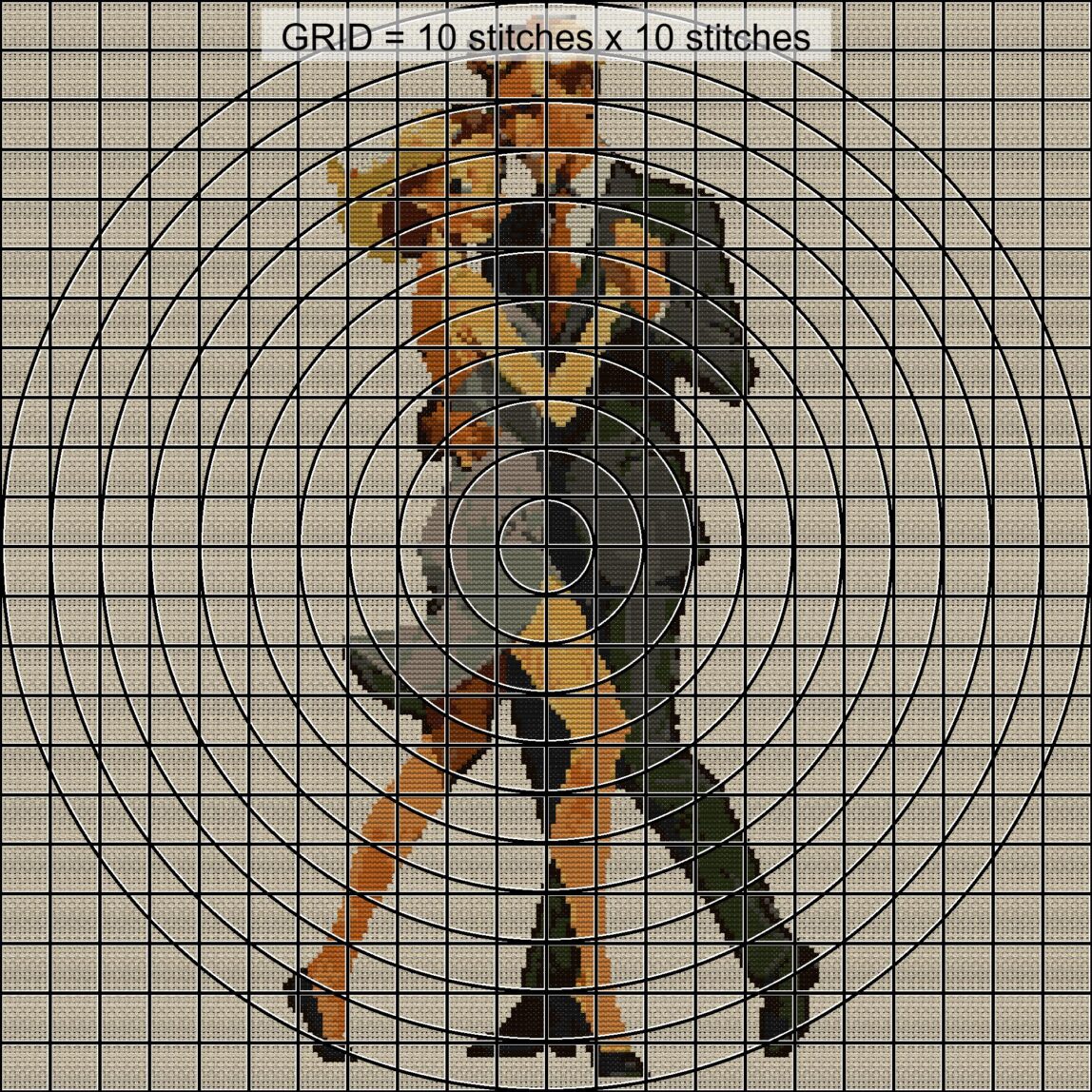 tango-dance-couple-6 close-up cross stitch detail showing color changes, confetti areas and stitch texture