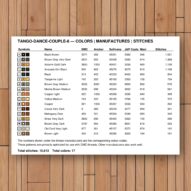 tango-dance-couple-6 thread color chart with DMC, Anchor, Sullivans, J&P Coats and Maxi color references