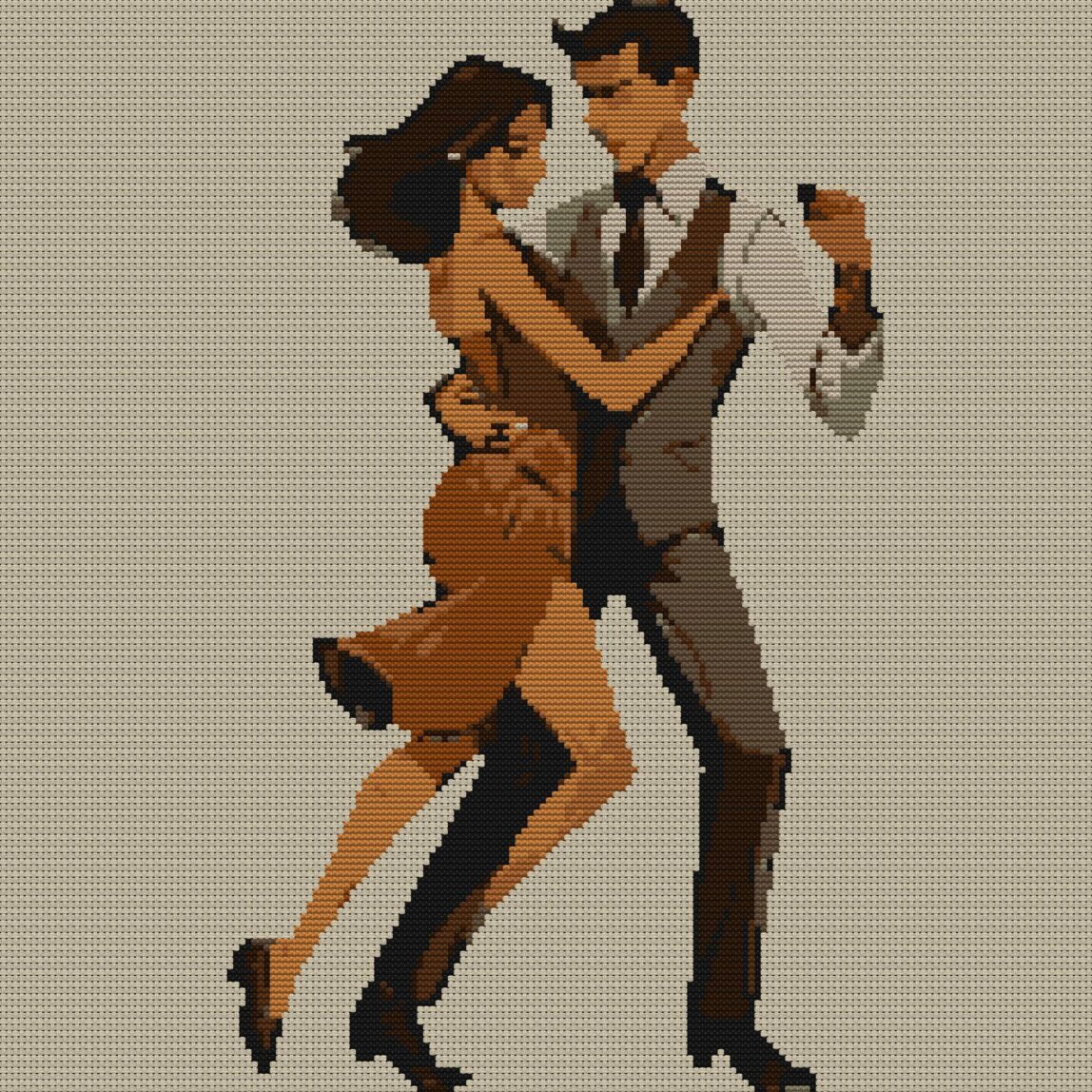 tango-dance-couple-7 full design mockup without frame tango-dance-couple-7 full cross stitch design mockup without frame, realistic embroidery preview