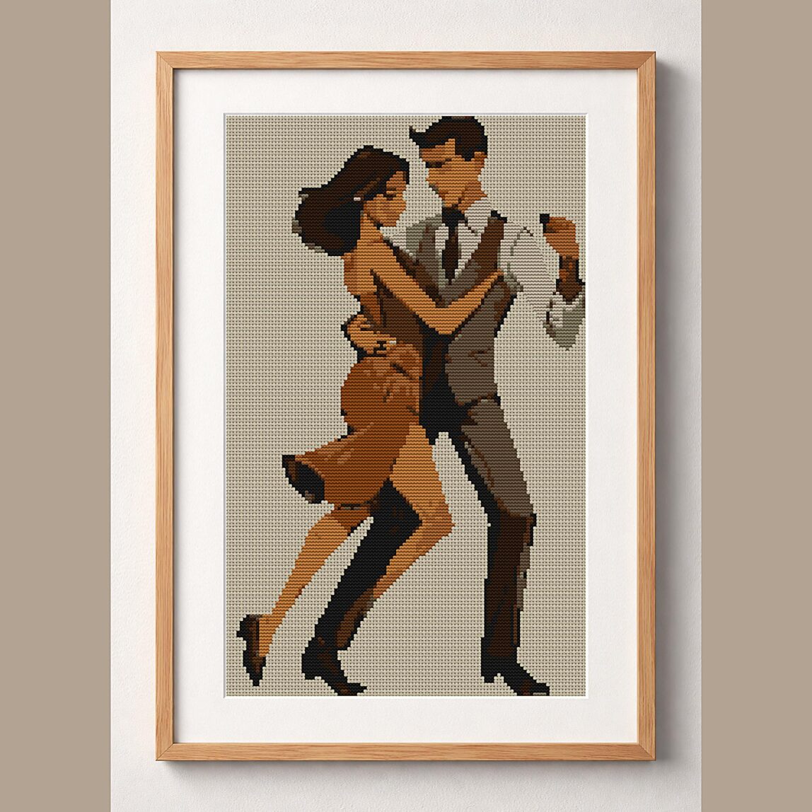 tango-dance-couple-7 framed cross stitch mockup tango-dance-couple-7 framed cross stitch mockup, realistic finished embroidery design, PDF pattern digital download