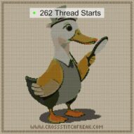 detective-duck-detectiv cross stitch start point map with highlighted thread start positions in the full design