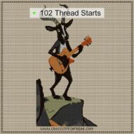 guitar-goat cross stitch start point map with highlighted thread start positions in the full design