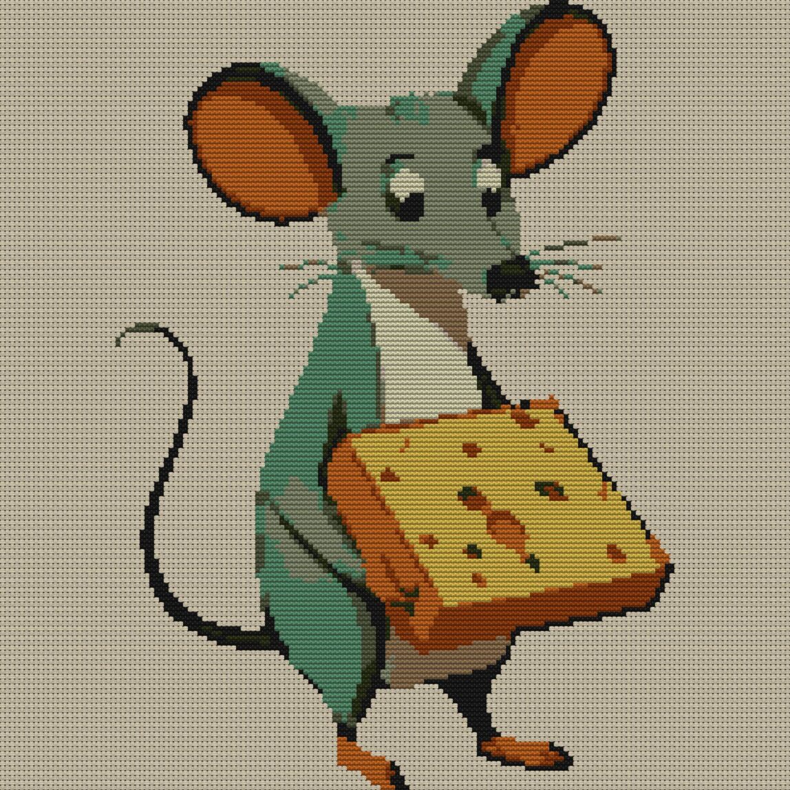 mouse_food full design mockup without frame mouse_food full cross stitch design mockup without frame, realistic embroidery preview