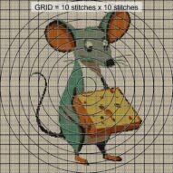 mouse_food close-up cross stitch detail showing color changes, confetti areas and stitch texture