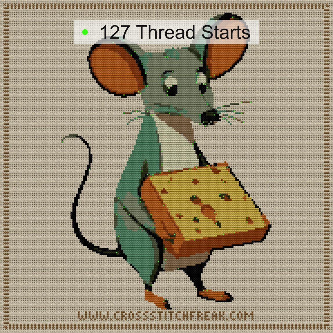 mouse_food thread start point map mouse_food cross stitch start point map with highlighted thread start positions in the full design