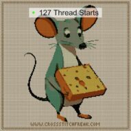 mouse_food cross stitch start point map with highlighted thread start positions in the full design