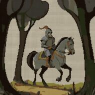 ritter full cross stitch design mockup without frame, realistic embroidery preview