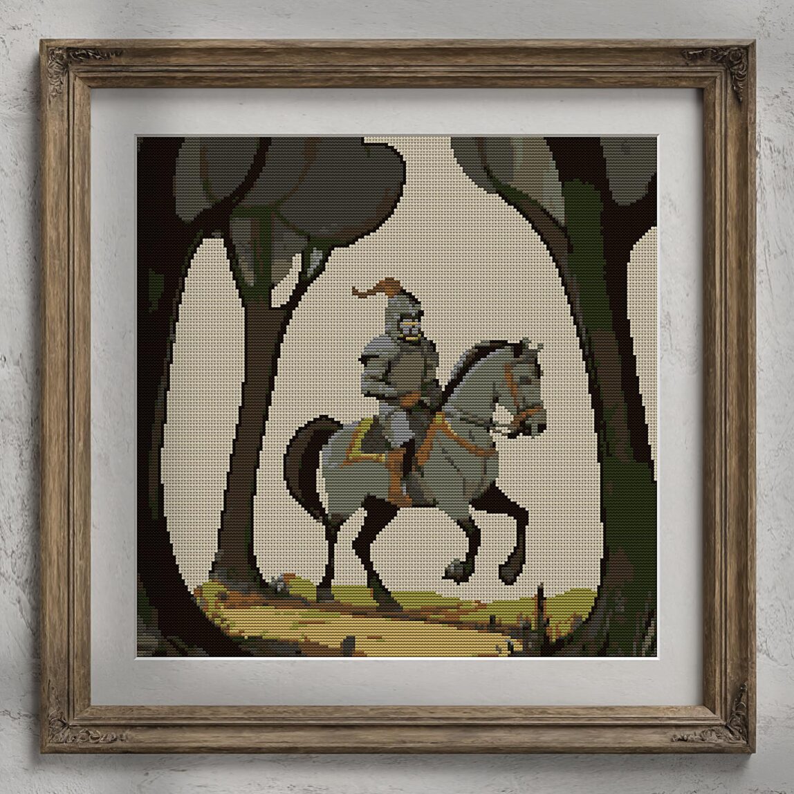 ritter alternative framed mockup ritter alternative framed cross stitch mockup, realistic finished embroidery presentation