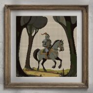 ritter alternative framed cross stitch mockup, realistic finished embroidery presentation