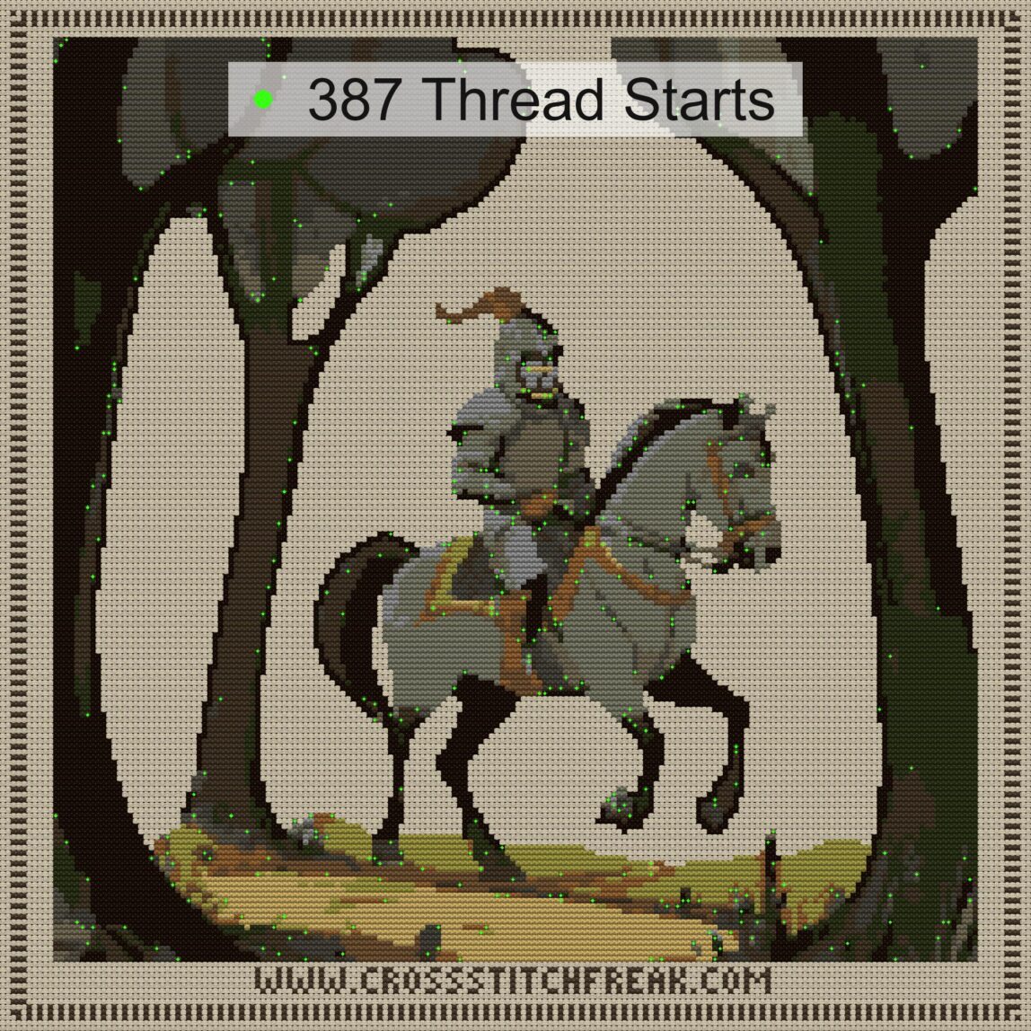 ritter thread start point map ritter cross stitch start point map with highlighted thread start positions in the full design