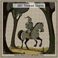 ritter cross stitch start point map with highlighted thread start positions in the full design