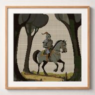 ritter framed cross stitch mockup, realistic finished embroidery design, PDF pattern digital download