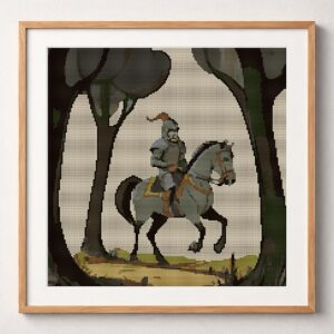 ritter framed cross stitch mockup, realistic finished embroidery design, PDF pattern digital download