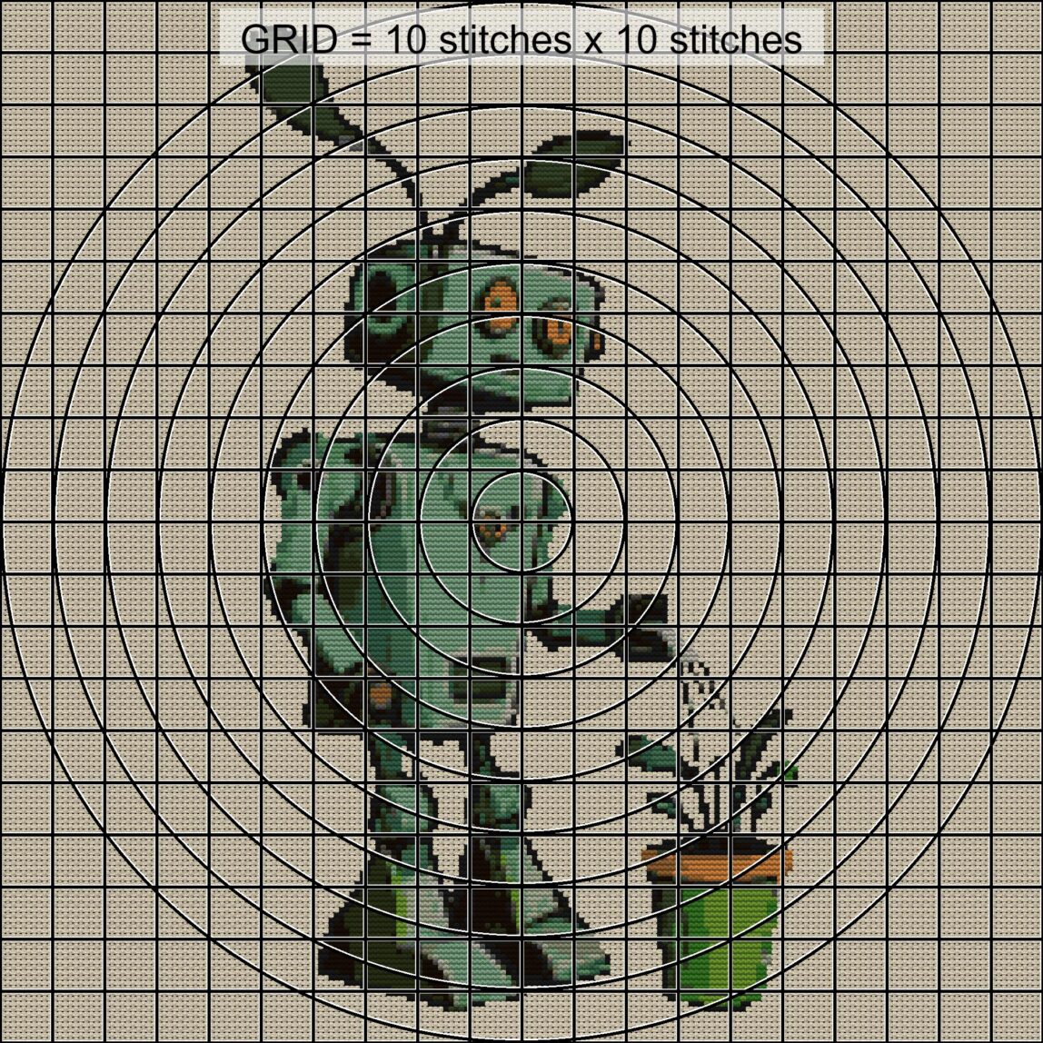 android-gardener close-up cross stitch detail showing color changes, confetti areas and stitch texture