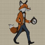 aristocratic-fox full cross stitch design mockup without frame, realistic embroidery preview