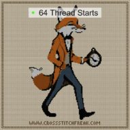 aristocratic-fox cross stitch start point map with highlighted thread start positions in the full design