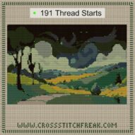 dreamy-hills-path cross stitch start point map with highlighted thread start positions in the full design
