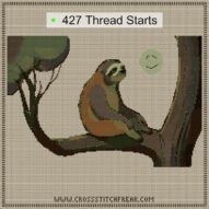 dreamy-sloth-moon cross stitch start point map with highlighted thread start positions in the full design